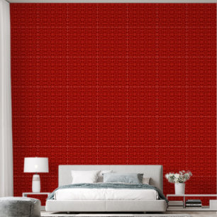 Red Faux Lace Pattern Wallpaper