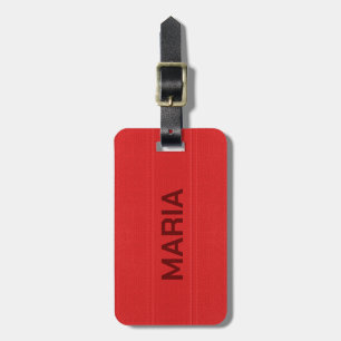 Red Faux Leather Look Monogram Luggage Tag