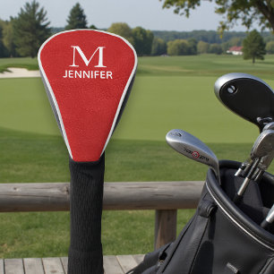 Red Faux Leather Monogram Name Golf Gift Head Cover