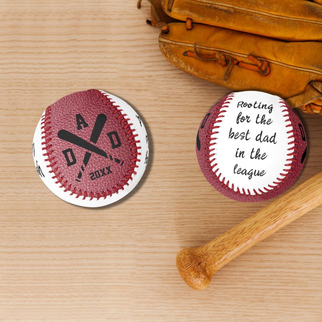 Red Faux Leather Monogrammed Happy Father's Day Baseball (Creator Uploaded)
