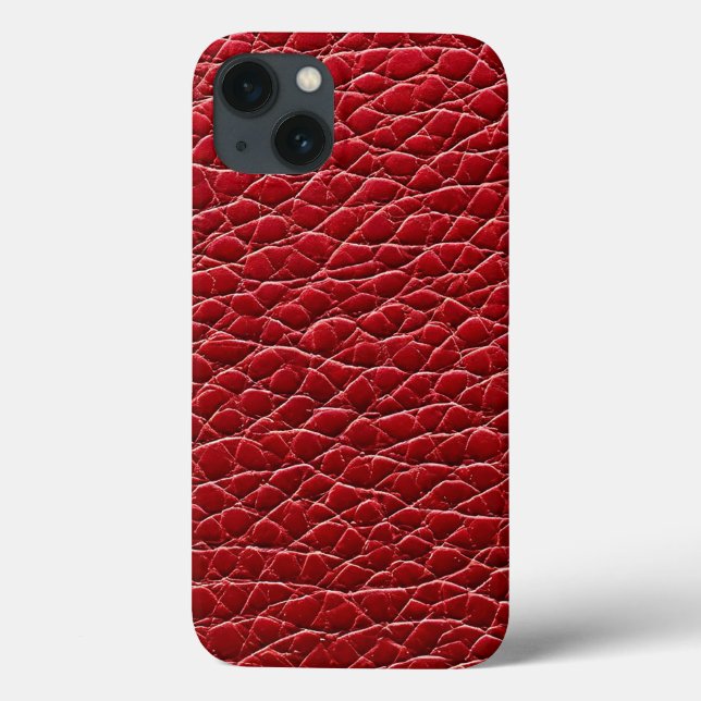Red Faux Leather Stylish Modern Aesthetic Case-Mate iPhone Case (Back)