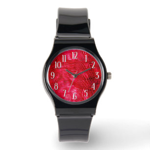 Red Faux Leather Watch