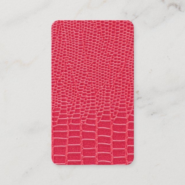 Red Faux Snake Skin Leather iPhone Style Business Card (Front)