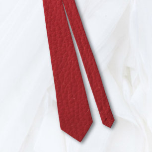 Red Faux Textured Leather•Double Sided Tie
