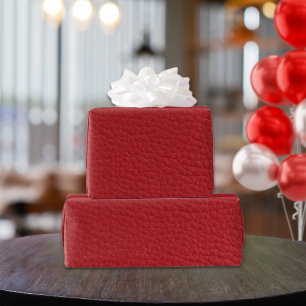 Red Faux Textured Leather Wrapping Paper