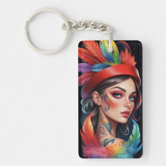 Red feather key ring