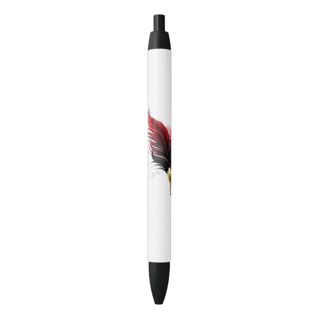Red feather pen with gold nib (Front Vertical)
