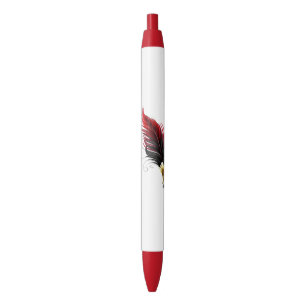 Red feather pen with gold nib
