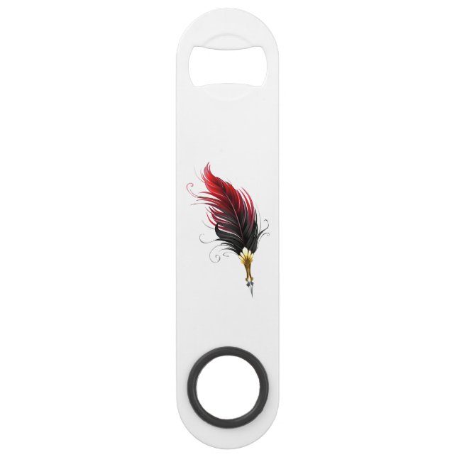 Red feather pen with gold nib (Front)