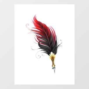 Red feather pen with gold nib
