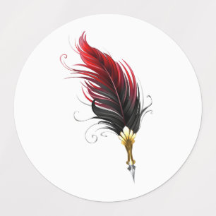 Red feather pen with gold nib