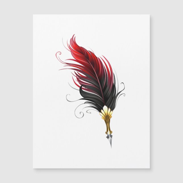 Red feather pen with gold nib (Front)