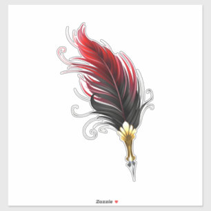 Red feather pen with gold nib