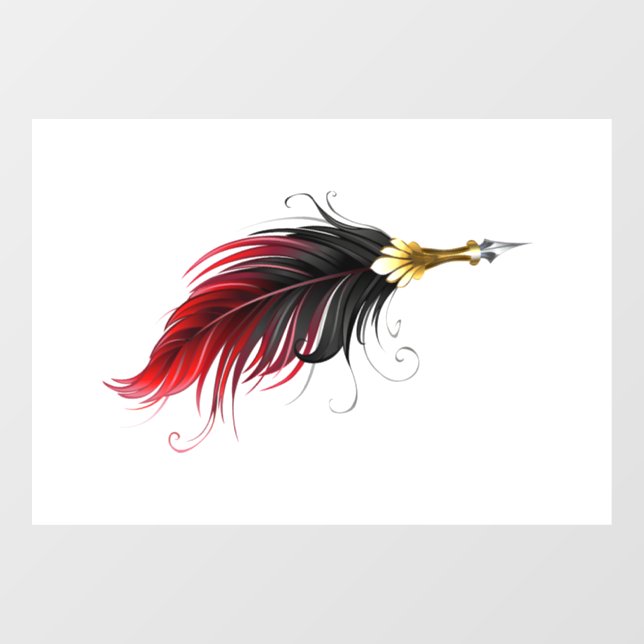 Red feather pen with gold nib (Sheet)