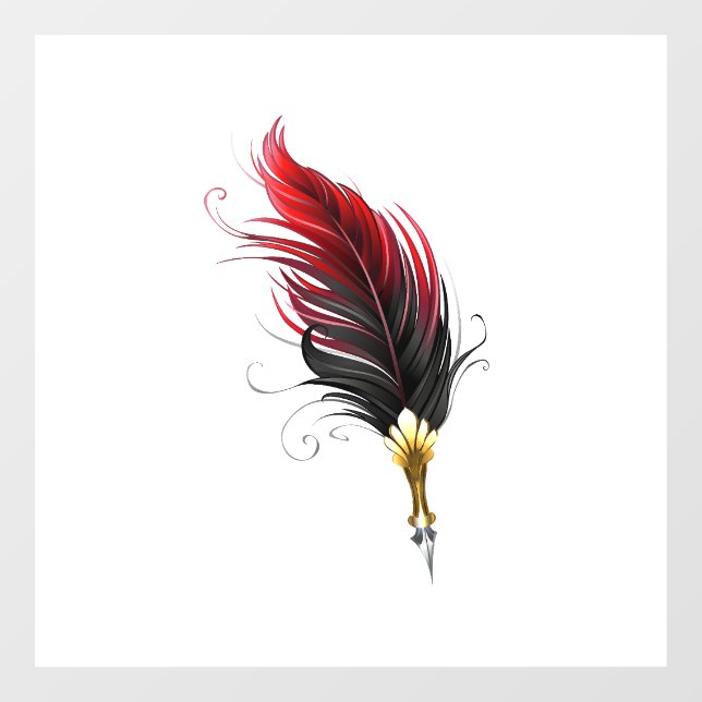Red feather pen with gold nib (Sheet)