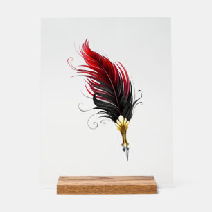 Red feather pen with gold nib acrylic sign