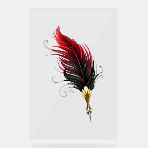 Red feather pen with gold nib acrylic sign