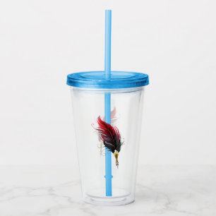 Red feather pen with gold nib acrylic tumbler