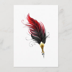 Red feather pen with gold nib advice card