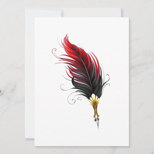 Red feather pen with gold nib announcement (Front)