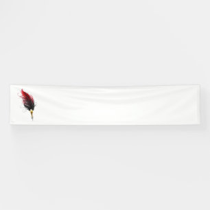 Red feather pen with gold nib banner