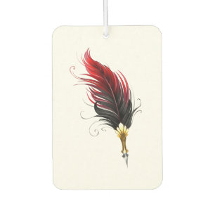 Red feather pen with gold nib car air freshener