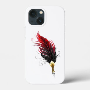 Red feather pen with gold nib iPhone 13 mini case