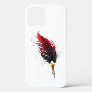 Red feather pen with gold nib iPhone 12 pro case