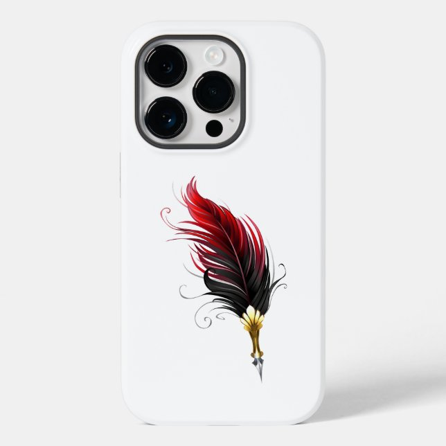 Red feather pen with gold nib Case-Mate iPhone case (Back)