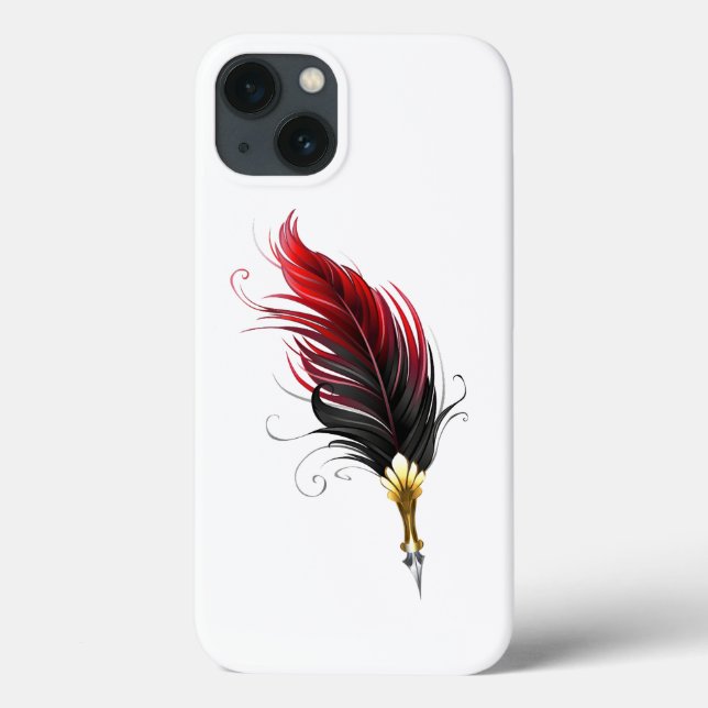 Red feather pen with gold nib Case-Mate iPhone case (Back)
