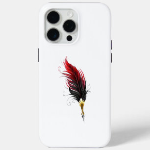 Red feather pen with gold nib iPhone 15 pro max case