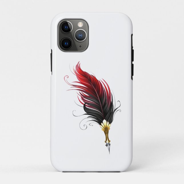 Red feather pen with gold nib Case-Mate iPhone case (Back)