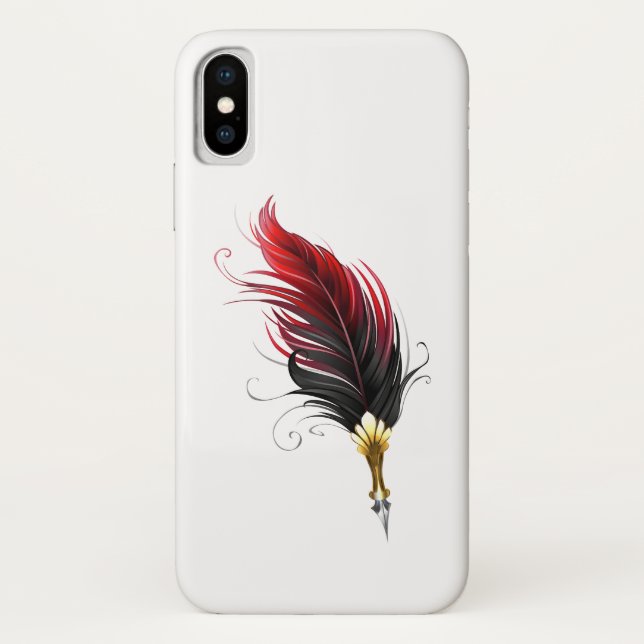 Red feather pen with gold nib Case-Mate iPhone case (Back)