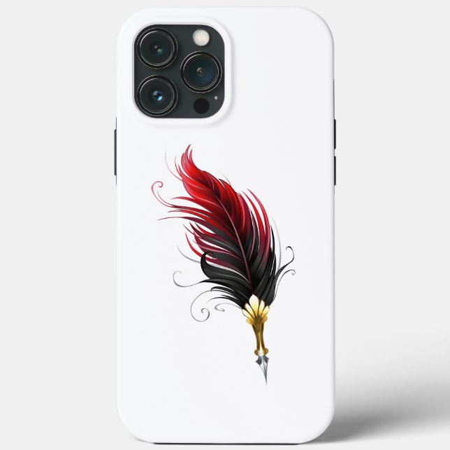 Red feather pen with gold nib Case-Mate iPhone case (Back)