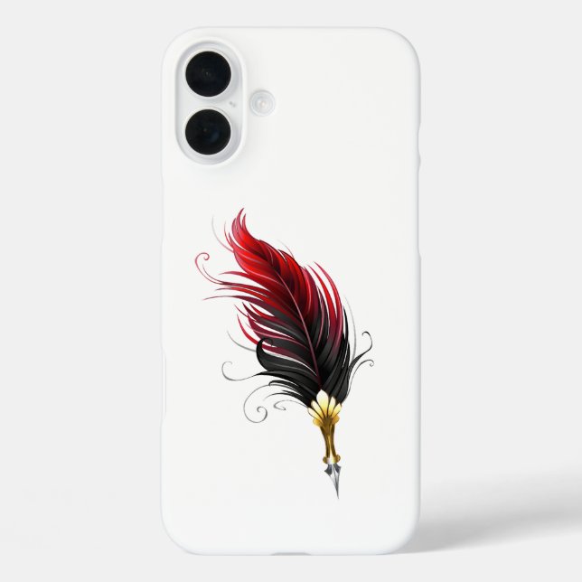 Red feather pen with gold nib Case-Mate iPhone case (Back)