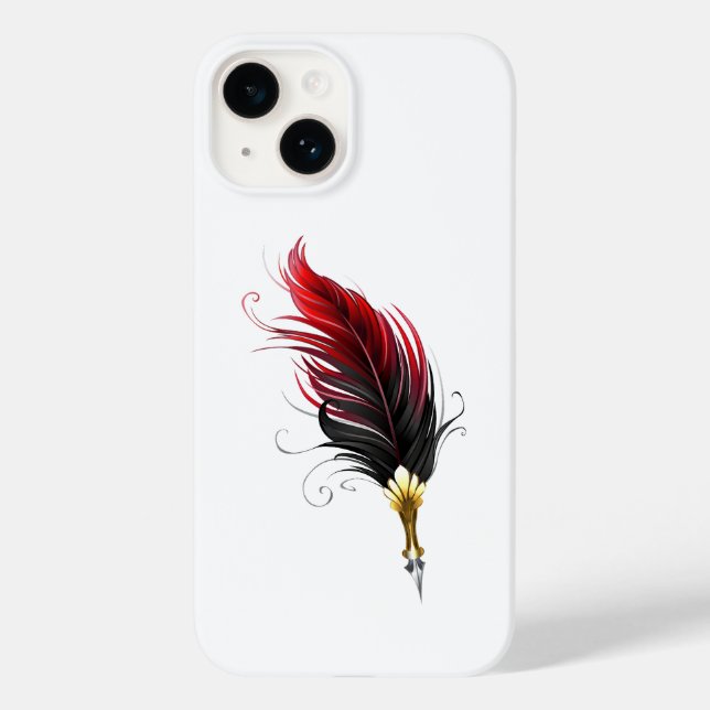 Red feather pen with gold nib Case-Mate iPhone case (Back)