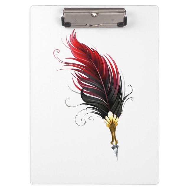 Red feather pen with gold nib clipboard (Front)