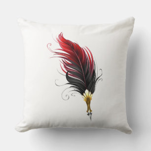 Red feather pen with gold nib cushion