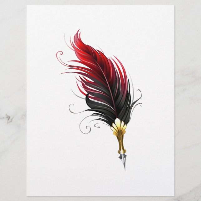 Red feather pen with gold nib custom letterhead (Front)
