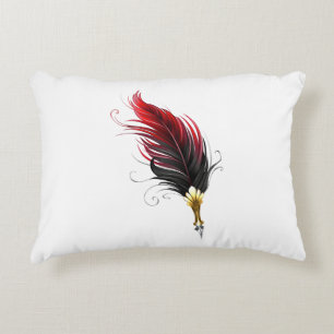Red feather pen with gold nib decorative cushion