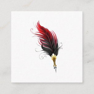 Red feather pen with gold nib enclosure card