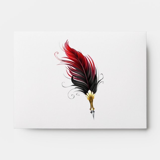 Red feather pen with gold nib envelope (Front)