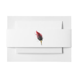 Red feather pen with gold nib invitation belly band