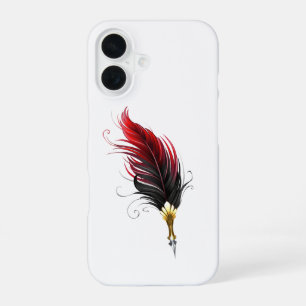 Red feather pen with gold nib iPhone 16 case