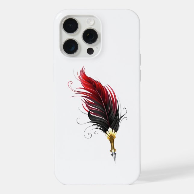 Red feather pen with gold nib iPhone case (Back)