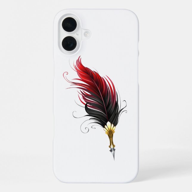 Red feather pen with gold nib iPhone case (Back)