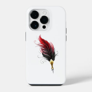 Red feather pen with gold nib iPhone 14 pro case