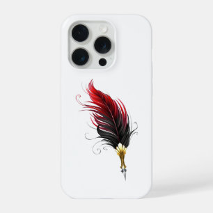 Red feather pen with gold nib iPhone 15 pro case