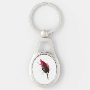 Red feather pen with gold nib key ring