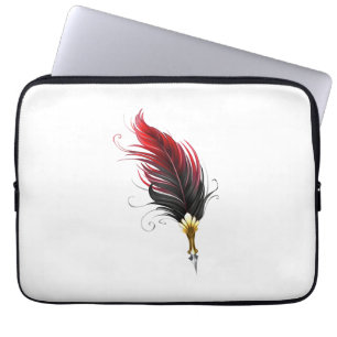 Red feather pen with gold nib laptop sleeve
